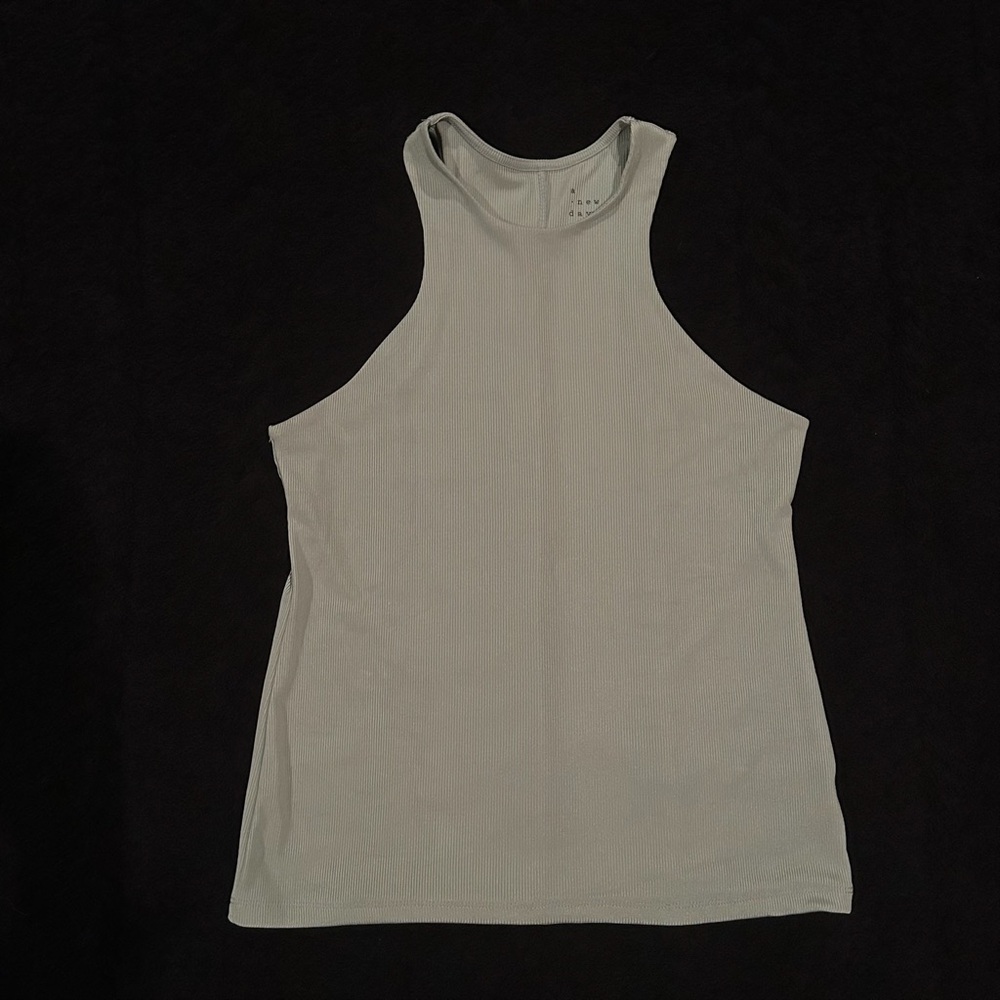 Sea green high neck tank top, size M